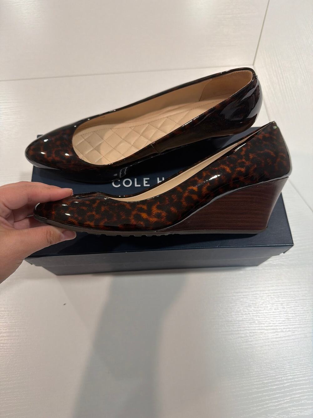 Cole Haan Tali Luxe Wedge 65mm Tortoise Patent Size 10
